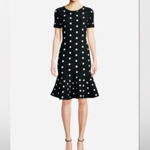 Milly NWOT Woman’s Polka Dot Knit Mermaid Dress in Black & White. Size medium.
